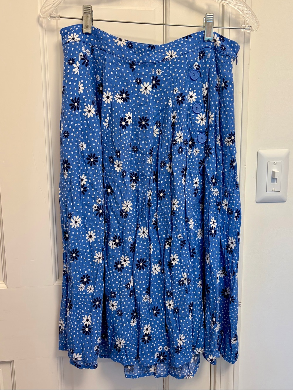 Talbots Blue Floral Pattern Button-Front Skirt Size 8